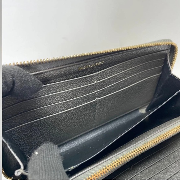 Saint Laurent Charcoal Wallet with Gold Accent - Picture 8 of 13